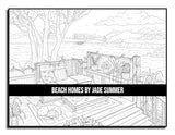 Beach Homes: An Adult Coloring Book with Beautiful Vacation Houses, Charming Interior Designs, and Relaxing Nature Scenes WoodArtSupply