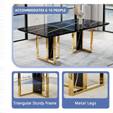 JUFU Dining Table Set for 10, 79'' Dining Table for 8-10 People with Faux Marble Tabletop and Sturdy Leg, White Rectangle Dining Room Table Set for 10 with White PU Chairs, Perfect for Dining Room JUFU