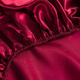 Fitted Sheet Full XL Burgundy - Satin Silk Soft And Comfortable - Wrinkle, Fade, Stain Resistant - 18" Deep Pocket - 1 Single Fitted Bottom Sheet Only - Easy Care (Full XL, Burgundy) Good Night Bedding