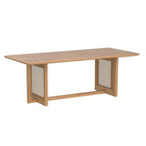 LKTART Modern Imitation Rattan Coffee Table Rectangular Solid Wood Table Top Cross Table Legs for Living Room Bedroom Office LKTART