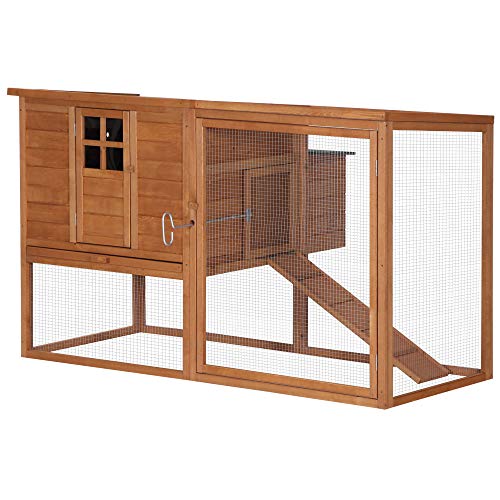 PawHut 64" Large Wooden Chicken Coop Kit With Outdoor Run And Nesting Box - WoodArtSupply