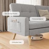 Gizoon 70.9" Sofa Bed, Futon Couch Bed with Adjustable Backrest, Modern Sleeper Sofa with Removable Armrest for Extended Length, Love Seat for Living Room, Office and Small Spaces, Apartment, Grey Gizoon