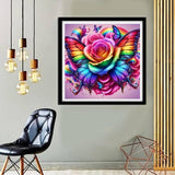 MOMDEDP Butterfly Diamond Art Kits for Adults Beginners, Flower Diamond Painting Kits for Adults, DIY 5D Butterfly Flower Gem Art, Flower Butterfly Diamond Dots for Adults for Home Decor 12x12 inch MOMDEDP