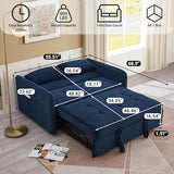 N NOORDENIYA 55.5" Corduroy Convertible Sofa Bed, Pull Out Sleeper Sofa Bed, Loveseat Couch with USB Charging Ports, 3 in 1 Convertible Sleeper Sofa Bed for Living Room, Apartment, Bedroom, RV, Blue N NOORDENIYA