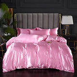 Feelyou Silk Like Satin Bedding Set Twin Luxury Girls Pink Silky Duvet Cover Set Soft Comforter Cover Women Bedroom Decor Chic Luxurious Silky Bedspread Cover Zipper (1 Duvet Cover + 1 Pillow Case) Feelyou