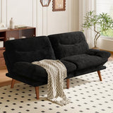 Amada 66" Convertible Futon Sofa Bed, Corduroy Folding Futon Set with Adjustable Backrest &Armrests, Recliner Lounge for Living Room, Apartment or Office, Solid Wood Frame, Loveseat Sofa - Black AMADA HOMEFURNISHING