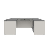 BESTAR Connexion U-Shaped Executive Desk with Lateral File Cabinet, Corner Table for Home Office or Workspace, 72W, Slate/Sandstone Bestar