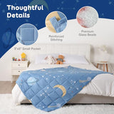 Kivik Weighted Blanket 7 lbs, 41" x 60" Blue Moon Stars Planet Weighted Blankets for Small Single/Twin Size Bed, All-Season Breathable Soft Cute Heavy Throw Blanket for Calming & Sleep, Washable Kivik