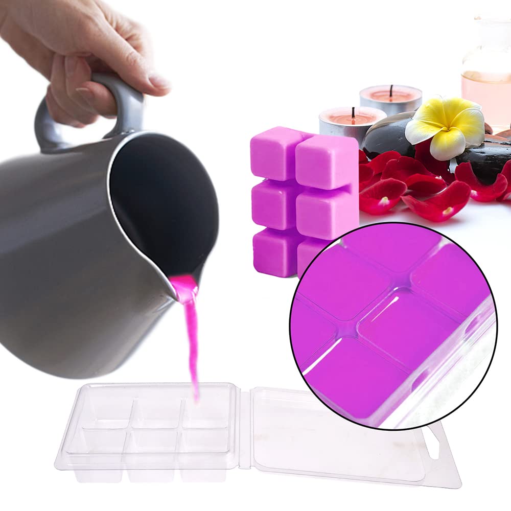 Wax Melt Molds 100 Packs Wax Melt Clamshells 6 Cavity Cubes Clamshells Clear Empty Plastic Cube Tray for Wickless Tarts Candles by DGQ DGQ
