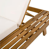 Christopher Knight Home Kayes Acacia Wood Chaise Lounge Chair Outdoor Set of 2, Poolside Sun Lounger Recliner, Patio Outdoor Chaise Lounge with 4'' Triple Folds Cushion, Teak+Cream
