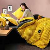 GZYZPDF Queen Duvet Cover Set,Single Quilt Cover Corduroy Soft Comforter Cover Full Size Duvet Covers Bedding Sets Crystal Velvet 4 Pieces-Yellow Queen:220x240cm(86.6x94.5) GZYZPDF