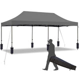 EROMMY 10' x 20' Pop Up Canopy Tent, Commercial Instant Canopy with Roller Bag, 6 Sand Bags, Outdoor Canopies for Festival, Event, Gray EROMMY