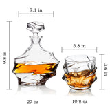KANARS Crystal Whiskey Decanter Set, 27 Oz Emperor Decanter with Old Fashioned Glasses for Liquor Bourbon Scotch Tequila Snifter, Unique Christmas Gifts for Men Dad Grandpa Brother Adult KANARS