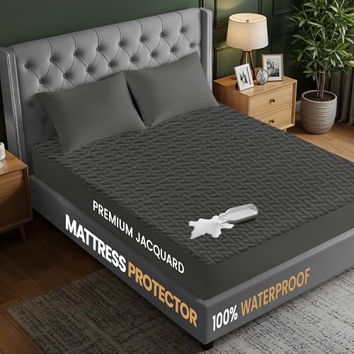 Utopia Bedding Waterproof Mattress Protector Queen Size (Gray), Premium 3D Air Soft Fabric Mattress Cover, Fits 17 Inches Deep, Breathable, Fitted Style with Stretchable Pockets Utopia Bedding
