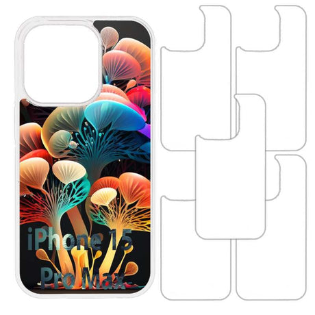 INNOSUB 5-Pack White Sublimation iPhone 15 Pro Max Cases with Aluminum Inserts, Rubber Protective Cases for Custom Designs, Ideal for Heat Press Printing INNOSUB