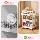 SUNALLY Makeup Cart Organizer with Drawers, Floor Skincare Organizers Vanity Storage Organizer, Rolling Makeup Bathroom Storage Cart Cosmetics Display Cases for Skin Care Perfume Nail Polish, White