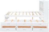 Harper & Bright Designs Full Size Bed with Bookcase Headboard, Wooden Full Size Platform Bed with Trundle and Storage Drawers,Full Storage Bed with USB Ports Outlets for Kids Girls Boys, White Harper & Bright Designs