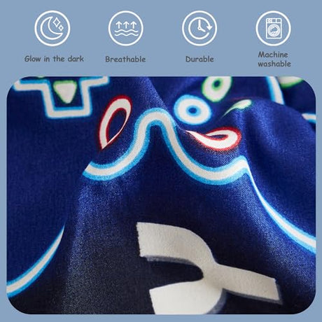 Kaleido Space Kids Comforter Set Twin Size for Boys, Glow in The Dark Gamer Bedding Set 1 Comforter, 1 Decor Pillow, 1 Pillow Sham, Twin XL Comforter Set Kaleido Space