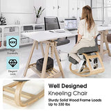 Giantex Kneeling Chair, Wood Posture Chair, Max Load 330 Lbs, Rocking Knee Chair with Soft Cushion, Natural Relief for Back, Shoulder or Neck Pain, Ergonomic Kneeling Chair for Office Home Giantex