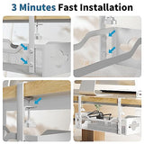 Under Desk Cable Management Tray No Drill, 13.38'' Metal Tray with Clamp for Wire Management, Litwaro Cord Organizer Home Office Damage to Standing Desk, White Litwaro