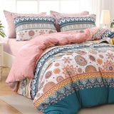 MUXHOMO Bed in a Bag Queen 7 Pieces, Queen Comforter Set Reversible Bohemian Botanical Flowers Design, Ultra Soft & Breathable Bedding Sets with Comforter, Sheets, Pillowcases & Shams MUXHOMO