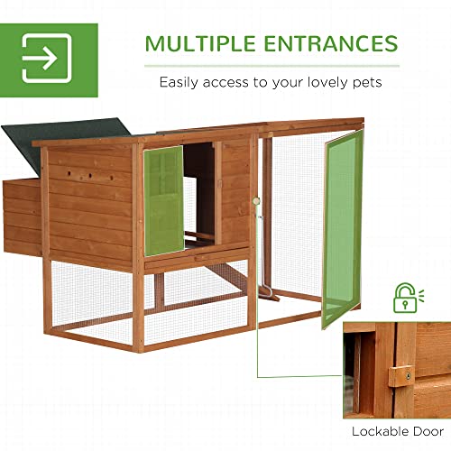 PawHut 64" Large Wooden Chicken Coop Kit With Outdoor Run And Nesting Box - WoodArtSupply