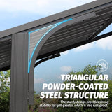 Domi 8x5FT Hardtop Grill Gazebo, Grill Canopy for Outdoor Grill w/Double Galvanized Steel Roof, 2 Side Shelves and Ceiling Hooks, Grill Tent BBQ Gazebo for Patio Garden Backyard, Grey domi outdoor living