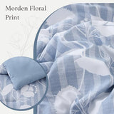 BLOOMHAVEN Queen Comforter Set -7 Pieces Blue Floral Comforter Set for All Seasons, Bed in a Bag Queen with Botanical Flowers Comforter, Sheets, Pillowcases & Shams BLOOMHAVEN
