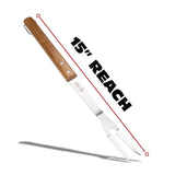BBQ-AID 3 Piece Grill Set BBQ Accessories - Kitchen Tongs, Metal Spatula & Fork Utensils - Heavy Duty Stainless Steel Barbecue Grill Utensils for Outdoor Grill with Solid Sturdy Wood Handles BBQ-Aid