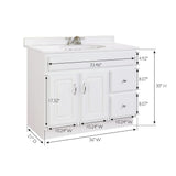Design House Concord 36 Inch Bathroom Vanity, Ready to Assemble, Solid Wood, White, 587022 Design House