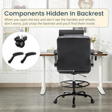 Drafting Chair 500Lbs, Tall Office Chair for Standing Desk, High PU Leather Executive Office Chair with Flip-up Armrests, Ergonomic High Chair with Adjustable Foot Ring, Comfy Stool Chairs, Black Sofetura