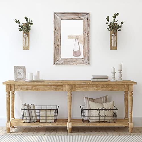 EMAISON 36 X 24 inch Wall Mount Wood Frame Bathroom Vanity Mirror Rustic Horizontal/Vertical Rectangle Mirror for Over Sink, Bedroom, Farmhouse Home EMAISON