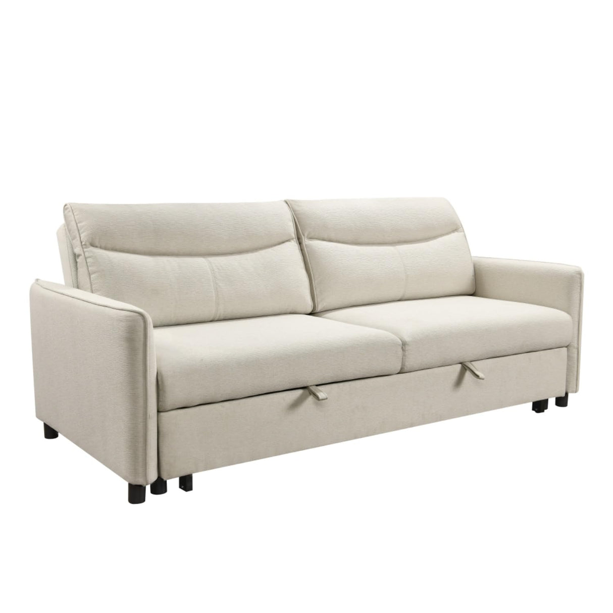 THSUPER 87-Inch King Size Convertible Sleeper Sofa Bed, Comfortable Pull-Out Futon Loveseat for RV Small Spaces, Hide-A-Bed Fold Out Couch - Beige THSUPER