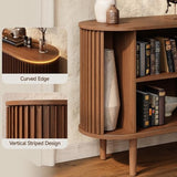ONBRILL 55" Buffet Sideboard Cabinet with Sliding Doors, Mid-Century Modern Sideboard Buffet Cabinet with Storage & Adjustable Shelves, Accent Coffee Bar Console Table for Kitchen, Entryway, Walnut ONBRILL
