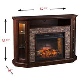 Southern Enterprises Rollins Convertible Corner Infrared Electric Media Fireplace 52" Wide, Espresso Finish and Faux Stone SEI Furniture