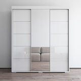 Meble Furniture Aria 3D Wardrobe with Mirror - Armoire Style Wardrobe Closet with Hanging Rod for Bedroom - Space Organized Clothes Wardrobe with Shelves for Home - Clothing Wardrobe with Doors -White Generic