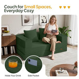COMAX Futon Sofa Bed, 4‑in‑1 Convertible Sofa Bed, Folding Boneless Couches for Living Room, Fold Out Small Foldable Loveseat Floor Sleeper Comfy Mattress Lounge Space‑Saving, Green COMAX