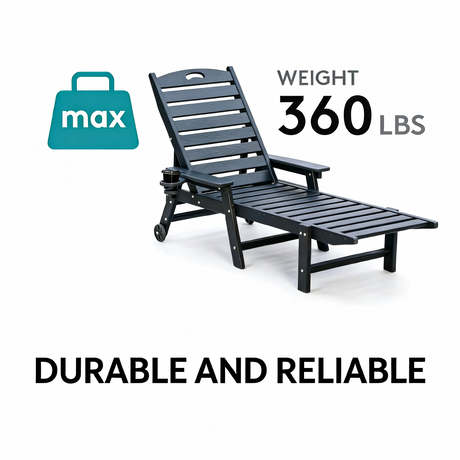 HDPE Chaise Lounge Chair Outdoor with Adjustable Backrest HouseOfZazla