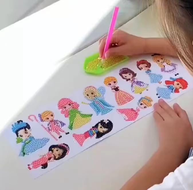 CSHYYDS Diamond Painting Kits for Kids,Diamond Art Kits for Kids Girls,Arts and Crafts for Grils Ages 4-8,6-8,8-12,12PCS Princess Gem Stickers Art Best Gifts for Grils Boys Birthday CSHYYDS