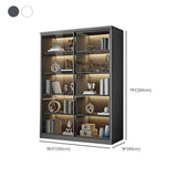 KWOKING Grey Modern Wooden Bookshelf with Sliding Glass Doors and Ample Storage Space KWOKING