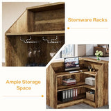 Tribesigns Reception Desk with Storage Shelves, L-Shaped Modern Front Desk, Reception Counter Table for Small Office, Salon, Checkout Office (Brown) Tribesigns