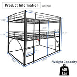 PVWIIK Full Triple Bunk Bed with Ladder for 3 Kids/Teen/Adults Bedroom,Full Over Full Over Full Heavy Duty Metal Bunk Bed for Girls & Boys,Black PVWIIK