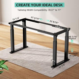 JWX 4-Leg Standing Desk Frame with Dual Motors, Electric Height Adjustable Desk Base, Heavy Duty 330 lbs Load, Fits Desktop 39″–79″, Anti-Collision, Memory Presets, Black Frame Only JWX
