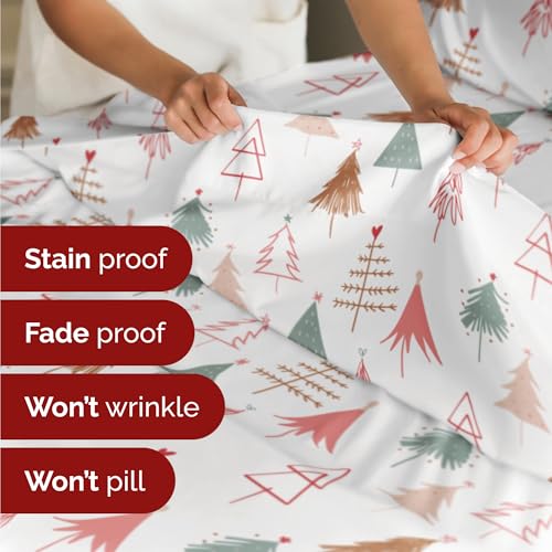 Queen Christmas Tree Sheet Set - Holiday Xmas Pattern Bedding Set - Deep Pockets - Snug Fit - 4 Piece - Wrinkle Free & Easy Care - Comfy Festive Winter - Holiday Sheets for Women, Men, Kids & Teens CGK Unlimited