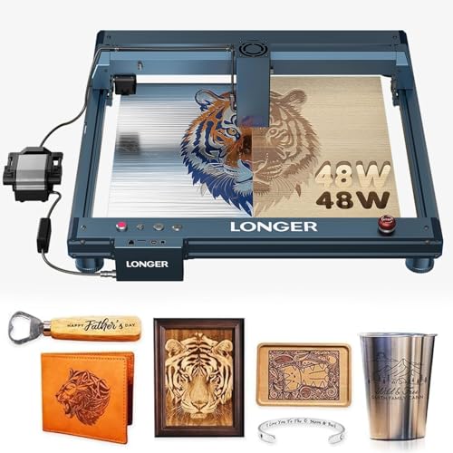 Longer B1 40W Laser Engraver, 48000mW Output Laser Cutter Machine with Auto Air Assist, Engraving Area 17.72"x17.32", DIY Laser Engraver for Wood and Metal，Engraving Speed of 36000 mm/min QFLONGER
