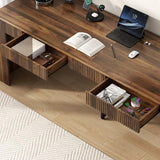 Gyfimoie 78.74" Executive Desk, Large Office Desk with 2 Drawer, Farmhouse Wooden Computer Desk Writing Table Conference Workstation Table for Office, Study, Dark Brown Gyfimoie
