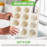 GreenLife 12-Cup Muffin Pan, Healthy Ceramic Nonstick Bakeware, PFOA & PFAS-Free Cupcake Tray, Durable Baking Pan, Versatile Kitchen Essential, Easy Clean Muffin Mold, Nonstick Baking Sheet, Turquoise GreenLife