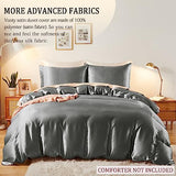 Vonty 3-Piece Silky Satin Duvet Cover Set King Size Duvet Cover, Organic Natural 400TC Grey Duvet Cover Set - Luxury & Sexy Bedding Duvet Covers with Zipper Closure(No Comforter) Vonty