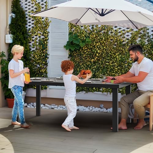 YITAHOME Aluminum Patio Dining Table for 6, 55" Outdoor Dining Table, E-coated Rectangular Patio Table for Backyard Garden Lawn, Black - WoodArtSupply