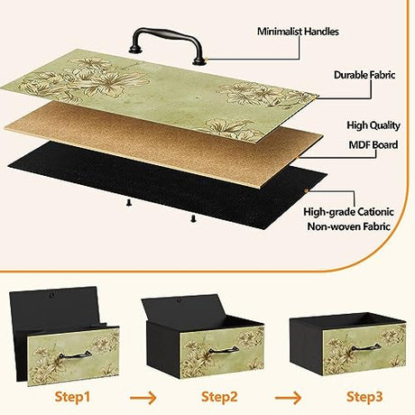Furnulem Tall 6 Drawers Dresser, Vintage Storage Organizer Unit with Fabric Bins for Bedroom, Living Room, Closet, Nusery, Dorm, Entryway, Bedside Furniture, Sturdy Metal Frame, Wood Top Furnulem